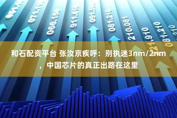 和石配资平台 张汝京疾呼：别执迷3nm/2nm，中国芯片的真正出路在这里
